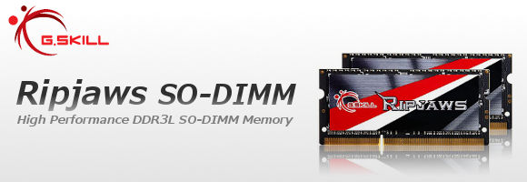 DDR3L-1600/DDR3L-1866対応のG.Skill製ノートPC向けメモリ（SO-DIMM