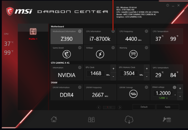 msi dragon center