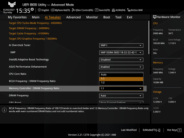 ASUS_TUF_Gaming_B560M-PLUSメモリ対比